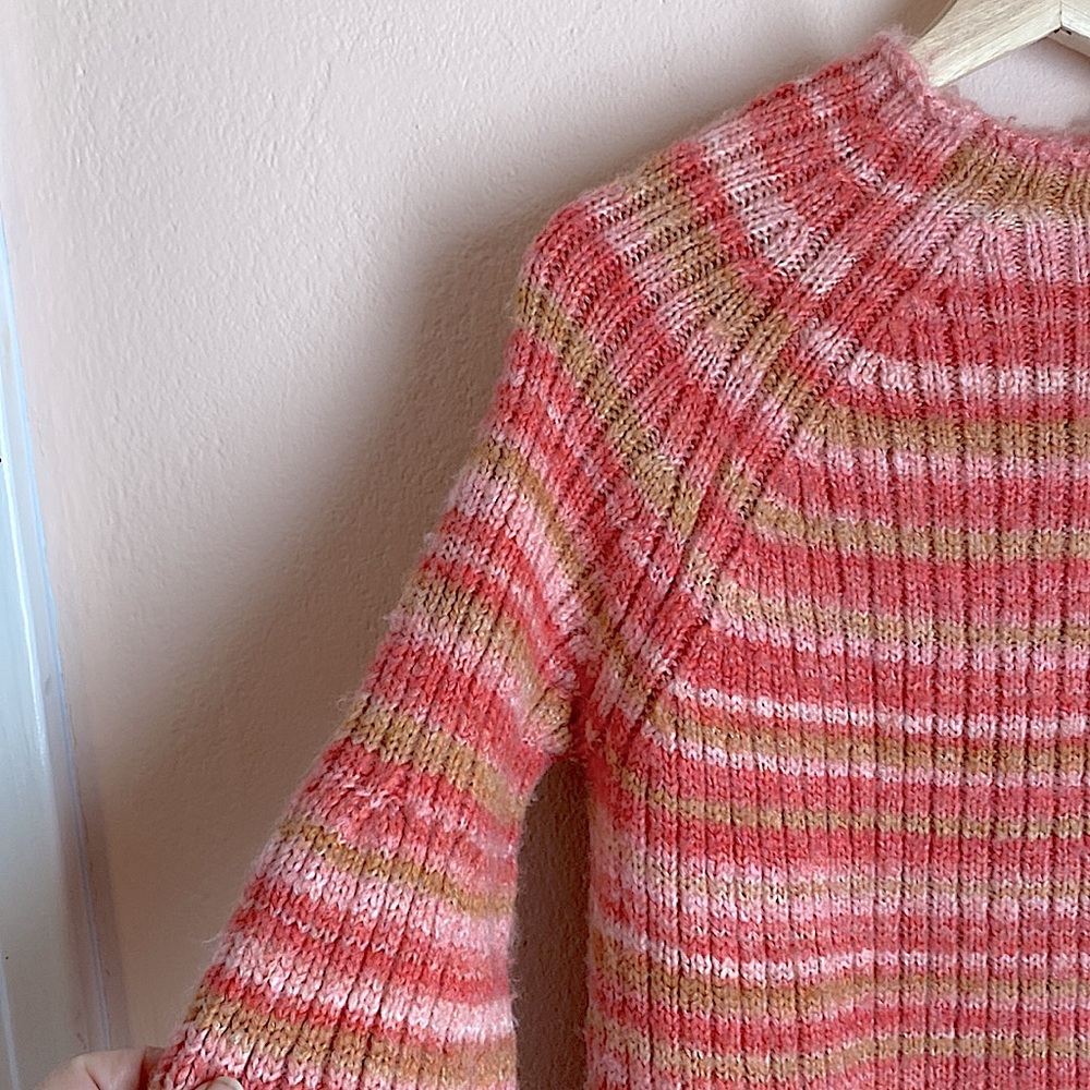 Anthropologie T.La Drea pink tan Space-Dyed Sweater, Size Medium - Picture 7 of 12
